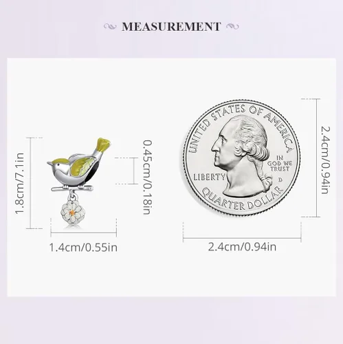 Miniatura 3 de Abalorio de plata de ley con diseño de pájaro para pulsera, con colgante de martín pescador, regalo de joyería para mujeres, niñas, mamá, esposa