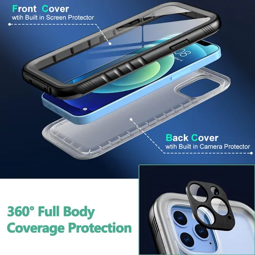 Miniatura 4 de SOKUSIN Funda impermeable para iPhone 13 Pro - Funda protectora de cuerpo completo con pantalla y protector de cámara incorporado, a prueba
