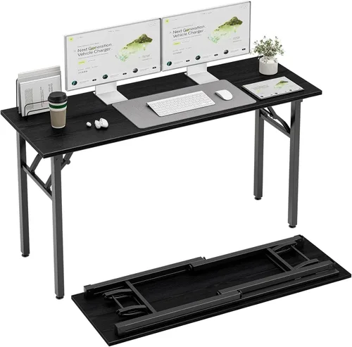 Miniatura 23 de TEMI Mesa de Computadora Pequeña Mesa Plegable - Escritorio de Oficina Plegable de 35.8", Sin Ensamblaje, Perfecto para Espacios Pequeños