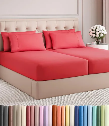 Miniatura 66 de Juego de sábanas Queen de 6 piezas, sábanas tamaño Queen, ropa de cama suave de lujo de hotel, refrescante, cómoda y transpirable, 1 encimera, 1 26