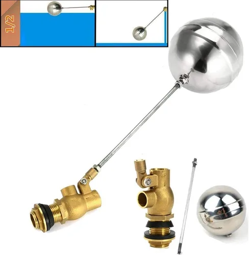 Miniatura 5 de Ball Valve 1pc, Automatic Water Level Sensor Float Ball Valve, Stainless Steel Straight Plug with Float Valve for Industrial and Domestic Water