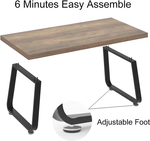 Miniatura 4 de HSH Mesa de café industrial rústica de 47" - Mesa central minimalista moderna de granja con patas de madera y metal, mesa de cóctel para sala