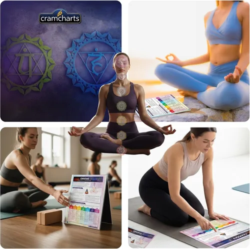Miniatura 6 de Cramcharts Chakras - Guía de referencia rápida laminada de 4 páginas para el sistema de 7 chakras, centros de energía, yoga, meditación y tabla