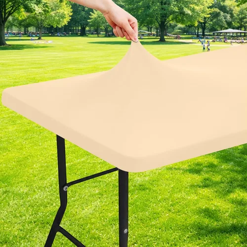 Miniatura 14 de Moosfor Mantel rectangular de elastano de 4 pies, manteles elásticos ajustables para pícnic, funda elástica y lavable para mesa de patio para Azul