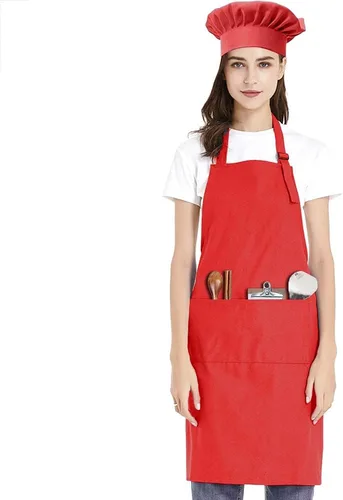Miniatura 10 de TopTie Juego de delantal ajustable de lona de algodón y sombrero de chef para hombres y mujeres