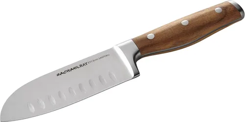 Miniatura 4 de Rachael Ray Cucina Cutlery - Juego de 2 cuchillos Santoku japoneses de acero inoxidable con asas de acacia, madera de acacia