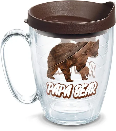 Tervis Vaso aislado de doble pared Papa Bear hecho en Estados Unidos mantiene las bebidas frías y calientes, 16 onzas, taza, transparente