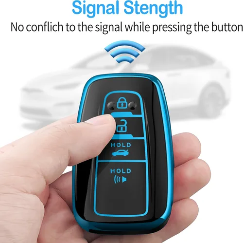 Miniatura 5 de Compatible con Funda para Llave de Toyota con Llavero, Carcasa Blanda de TPU para 2019-2025 Rav4 2019-2024 Camry 4 Runner 2020-2022 Highlander Azul