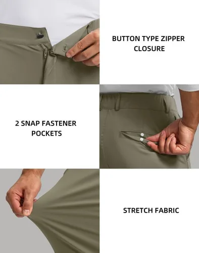 Miniatura 5 de Soothfeel Pantalones de golf para hombre con 5 bolsillos, ajustados, elásticos, casuales, de viaje, pantalones de trabajo para hombre