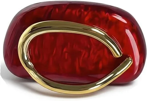 Miniatura 10 de Bolso de mano de acrílico para mujer, bolso de noche redondo clásico, bolso de manillar de metal vintage para boda, fiesta de graduación.