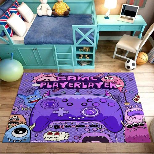 Miniatura 8 de Alfombras de juego para niños, adolescentes, niños, dormitorio, decoración de habitación de jugadores, alfombra de área con control de consola