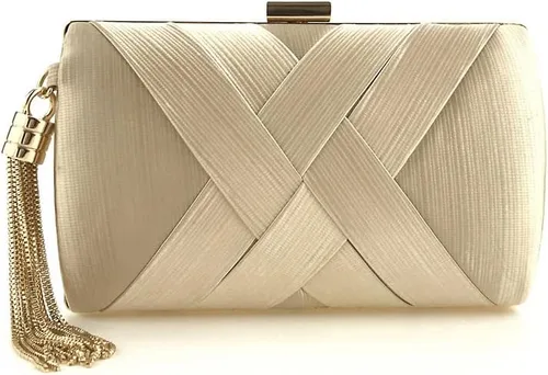 Bolso de mano de satén, bolso de noche con borlas, bolso de mujer, fiesta, boda, cadena geométrica, bolso cruzado para mujer