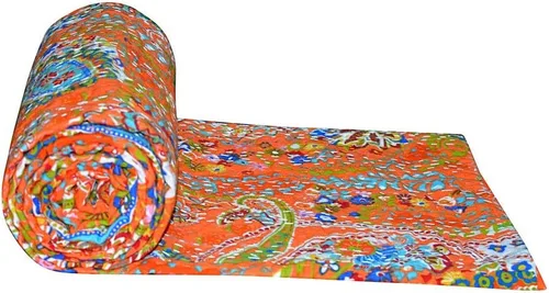 Miniatura 4 de Manta india hecha a mano de algodón Kantha Quit de algodón Gudari (negro)