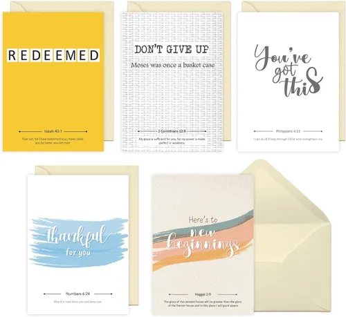 Miniatura 6 de Kulture Games Tarjetas de felicitación cristianas (paquete de 10) – Tarjetas de aliento, inspiradoras y motivacionales con sobres y calcomanías