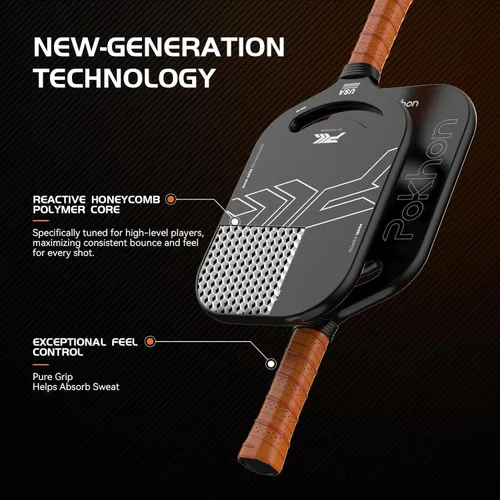Miniatura 4 de Carbon Fiber Pickleball Paddle, Professional Raw Carbon Fiber Pickleball for Power & Control, Polymer Honeycomb Core, USAPA Approved T300 Pickleball