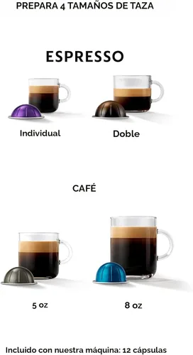 Miniatura 5 de Máquina de café y espresso Nespresso Vertuo de De'Longhi, color negro piano con espumador de leche Aeroccino Negro (Piano Black)