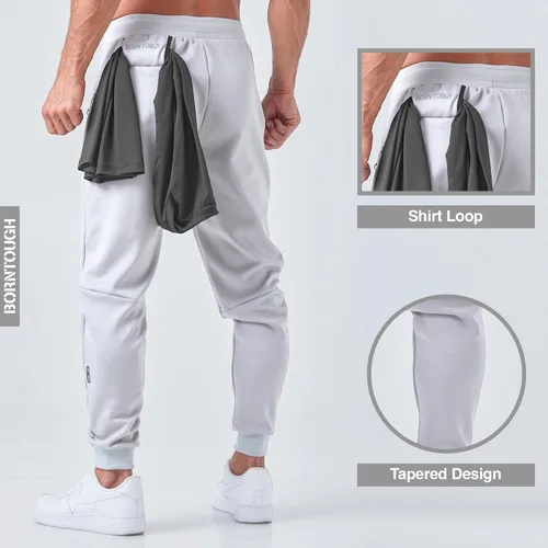 Miniatura 3 de Born Tough Pantalones deportivos de entrenamiento para hombre, cónicos para fisicoculturismo, gimnasio, pantalones deportivos con bolsillos