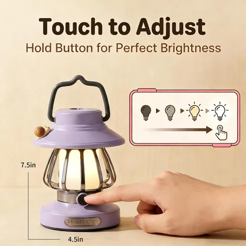 Miniatura 4 de Juego de luces de campamento para niños, linterna recargable y linterna frontal con sensor de movimiento con carga USB-C, luz nocturna regulable