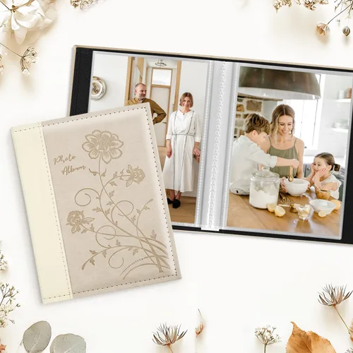 Miniatura 3 de Artmag Álbum de fotos de 5 x 7 pulgadas, con bolsillos transparentes para páginas transparentes, cubierta de piel, libro deslizante para álbum