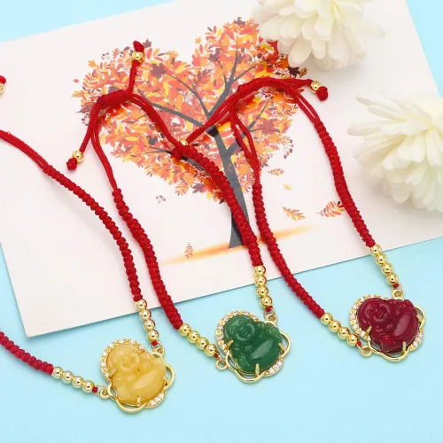 Miniatura 2 de Pulsera de amuleto de cuerda roja ajustable hecha a mano para hombres, mujeres y niños