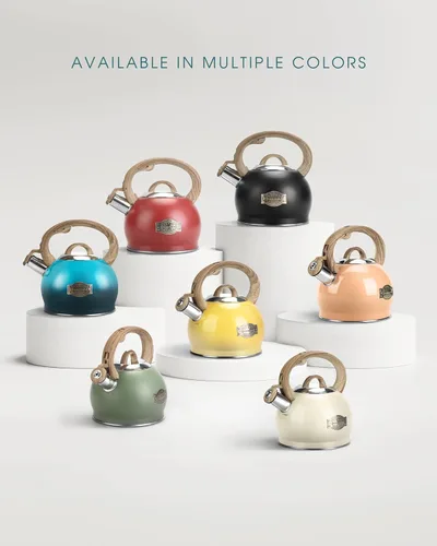 Miniatura 7 de Hauce Radio Hervidor de té, tetera silbante de acero inoxidable de grado alimenticio para estufa con mango ergonómico anti-calor, boquilla para té