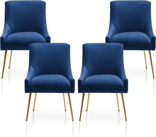 Miniatura 11 de Sillas de comedor modernas, sillas de comedor tapizadas en terciopelo con patas doradas, juego de 2 sillas de acento con capitoné para sala de Beige
