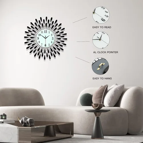 Miniatura 4 de Relojes de pared grandes para decoración de sala de estar, reloj silencioso grande y moderno que no hace tictac para dormitorio, oficina, cocina