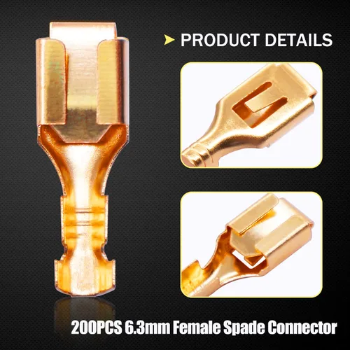 Miniatura 4 de Twidec /200 unids 0.248 in conector de pala hembra terminales de empalme rápido conector de alambre no aislado para relé de cableado eléctrico