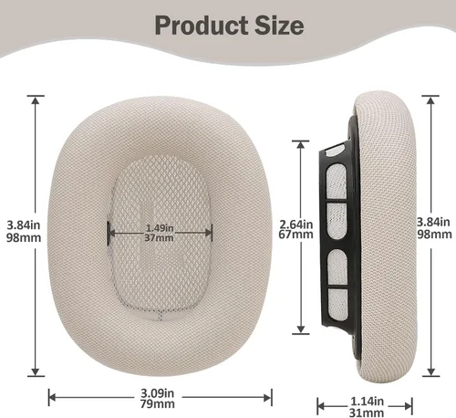 Miniatura 6 de Almohadillas de silicona mejoradas para auriculares AirPods Max 2024, almohadillas cubiertas de cuero proteico con silicona y espuma viscoelástica e