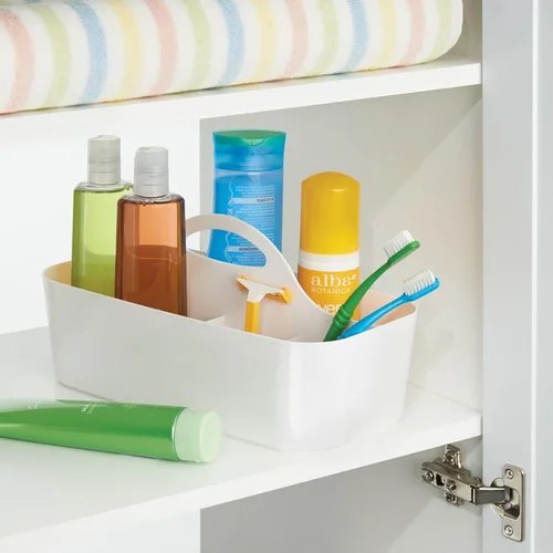 Miniatura 3 de mDesign Organizador de ducha dividido de plástico con asa, almacenamiento para baño o dormitorio, capacidad para jabón de manos, champú, esponjas