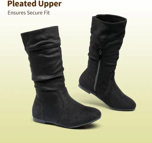 Miniatura 4 de DREAM PAIRS - Botas de invierno para montar en bicicleta para niñas, altura hasta la rodilla, piel sintética (niñas pequeñas, medianas y grandes)