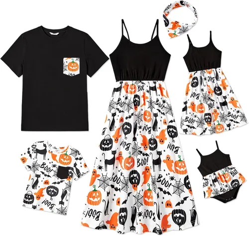 PATPAT Conjuntos familiares a juego para mamá y yo, vestidos hawaianos tropicales con tirantes delgados y camisa a juego