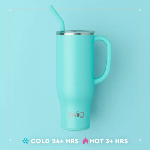 Miniatura 3 de Swig Life Mega Taza de 30 oz, Vaso de 30 oz con Asa y Pajita, Compatible con Portavasos, Apto para Lavavajillas, Vaso Aislado Extra Grande, Botella