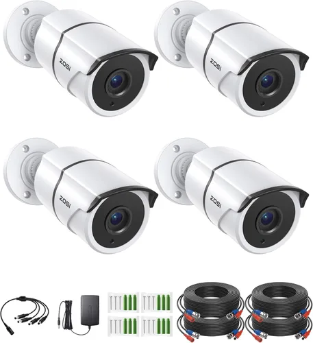 ZOSI 4PACK 1920TVL 1080P HD TVI Cámaras de seguridad 120 pies de visión nocturna CCTV Cámaras de seguridad para el hogar Día/Noche Cámara