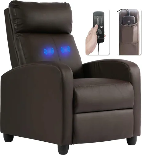 HGS, Silla reclinable de masaje, silla de lectura con respaldo alado, sofá individual moderno para sala de estar, sofá reclinable de piel sintética