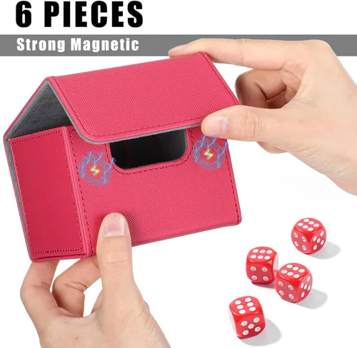 Miniatura 4 de Yookeer Paquete de 6 fundas de cuero para más de 100 cartas, caja magnética de almacenamiento de cartas para más de 100 cartas compatibles con Tcg