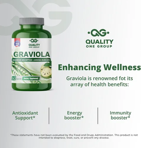 Miniatura 4 de GRAVIOLA MAX - 2500 mg por porción de suplemento de extracto de graviola puro - Guanábana (Annona muricata) - Refuerzo del sistema inmunológico