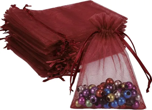 Miniatura 13 de Wudygirl 100 bolsas de organza rosa transparente de 5 x 7 pulgadas con cordón para joyería, bolsas para lápiz labial, baby shower, fiesta, boda