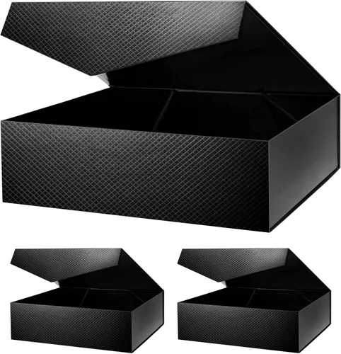 Miniatura 20 de Caja de regalo extragrande con tapas, de 17 x 14.5 x 5.5 pulgadas, caja de propuesta de padrino de boda negra con cierre magnético para todas