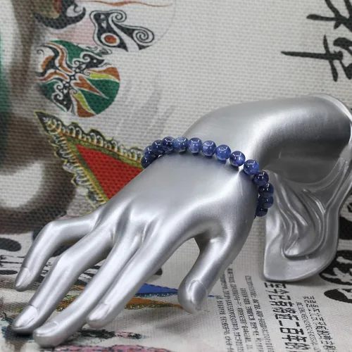 Miniatura 96 de Amandastone Pulsera elástica de cuentas redondas de 0.315 in con piedras preciosas naturales de 7 pulgadas