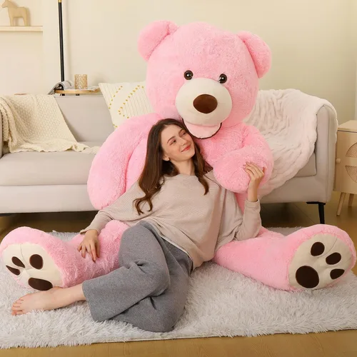 Miniatura 23 de MorisMos Oso de peluche gigante, animales de peluche grandes de 39 pulgadas con huellas grandes, osos de peluche, regalo para niños, morado