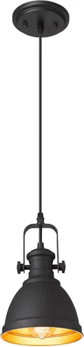 Lámpara Colgante Negra, 6.5" Accesorios de Luz Colgante, Iluminación Colgante para Isla de Cocina Bar Restaurante Entrada, AD-2151-1P Negro