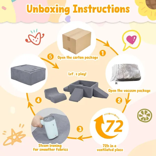 Miniatura 6 de Bloques de escalada para bebés con pozo de bolas, juego de 6 piezas de espuma para escalar y gatear para niños pequeños de 1 a 3 años,