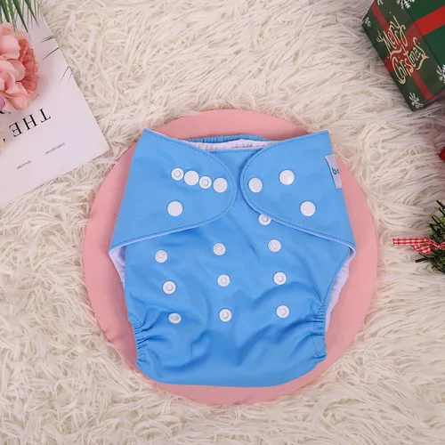 Miniatura 7 de babygoal Pañal de tela reutilizable con inserto para bebés niños y niñas de 8 a 35 libras, pañal ajustable y lavable B05-B Azul/claro