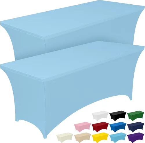 Miniatura 24 de Pureegg - Juego de 2 manteles de elastano ajustables de 1,2 m para mesas rectangulares, mantel elástico y sin arrugas para mesa de masajes, fiestas