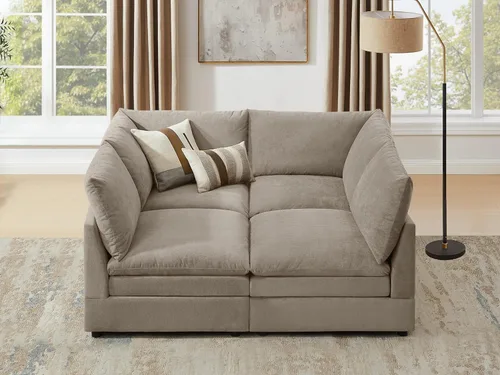 Miniatura 19 de VANOMi Sofá modular Cloud de 98 pulgadas para sala de estar, sofá cama moderno de gran tamaño con asiento profundo, otomana de cojín grueso de doble