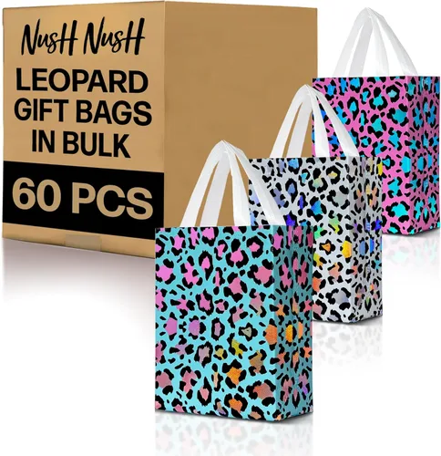 Miniatura 13 de Nush Nush Bolsas de regalo de mariposa con asas de tamaño mediano - Juego de 12 bolsas de regalo florales con brillante impresión holográfica