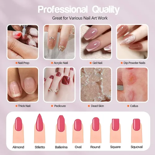 Miniatura 6 de Droyek Máquina Taladro Eléctrico de Uñas Lima Eléctrica Kit de Lima de Uñas para Principiantes Uñas de Gel Acrílico Manicura Pedicura Herramienta