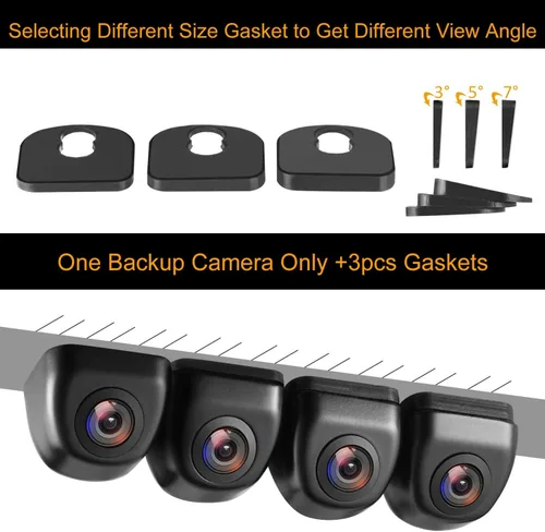 Miniatura 3 de NATIKA Cámara de retroceso/visión frontal, IP69K, impermeable, gran visión nocturna, HD y súper gran angular, de metal, estilo OEM, cámara de Negro