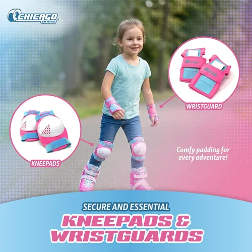 Miniatura 4 de Chicago Skates - Conjunto de patines para entrenamiento en línea, color rosa, morado, tallas medianas 1-4